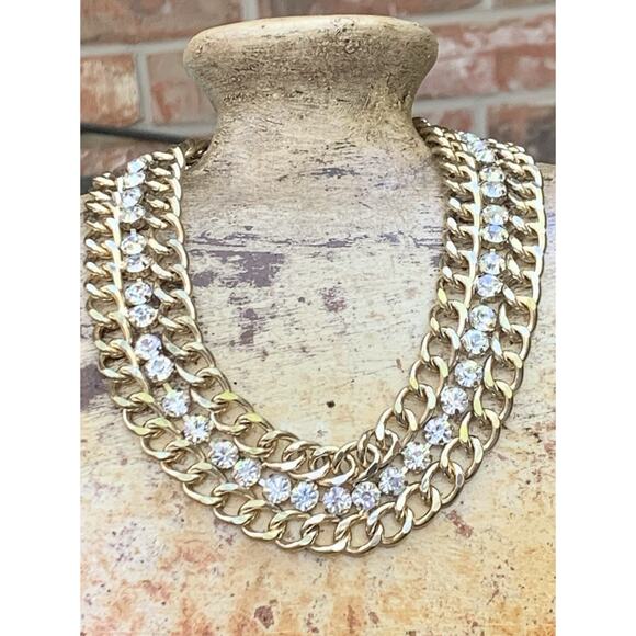 RJ Graziano Necklace Womens Gold Chain with Crystals Statement Piece - Picture 2 of 12